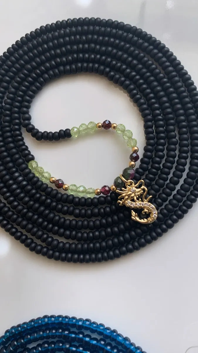 Gold Filled Dragon Charm w/ Ruby, Peridot & Garnet